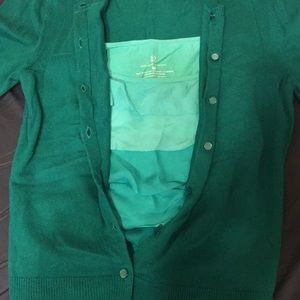 NY&Co Teal green cardigan with tank top